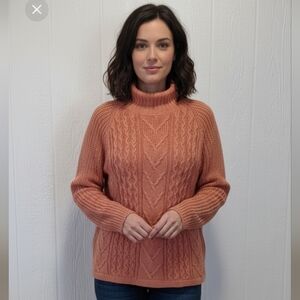 Tarazzia burnt orange sweater Medium fisherman style knit crochet